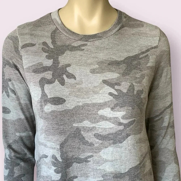 Bombom New Camouflage Long Sleeves Tunic T Shirt Knit Tops Size S Charcoal Gray - Picture 4 of 16